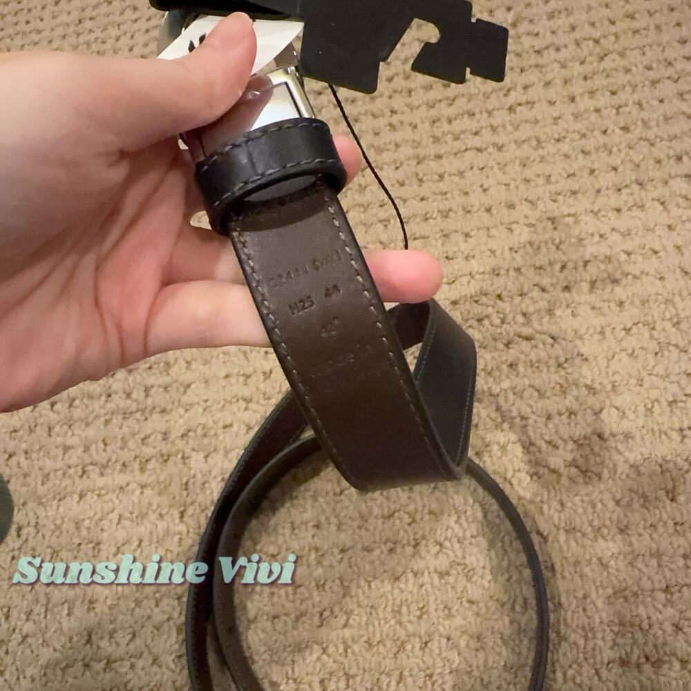 NWT Coach Signature Buckle Cut To Size Belt 25 Mm CZ444 Silver/Black Maple - Picture 6 of 7